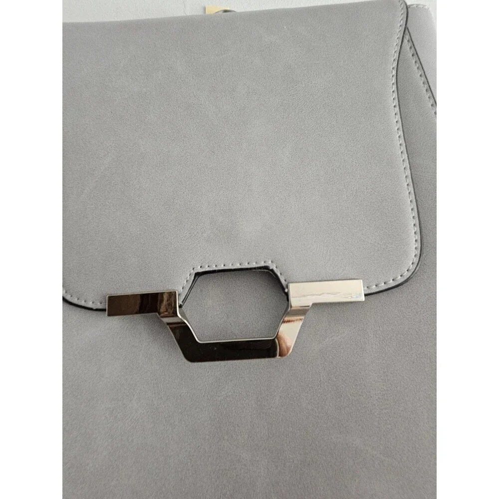 Mossimo Backpack Womens  Gray Faux Leathe  With Adjustable Straps Magnetic Flap